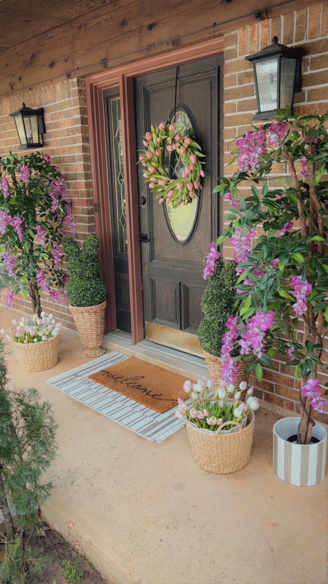 GOFLAME 5.5FT Fake Wisteria Plant, Tall Artificial Tree in Nursery Pot with Purple Flowers, Solid Wood Trunk, Realistic Moss, Potted Greenery Plant for Indoor Outdoor Home Office Porch customer photo 2