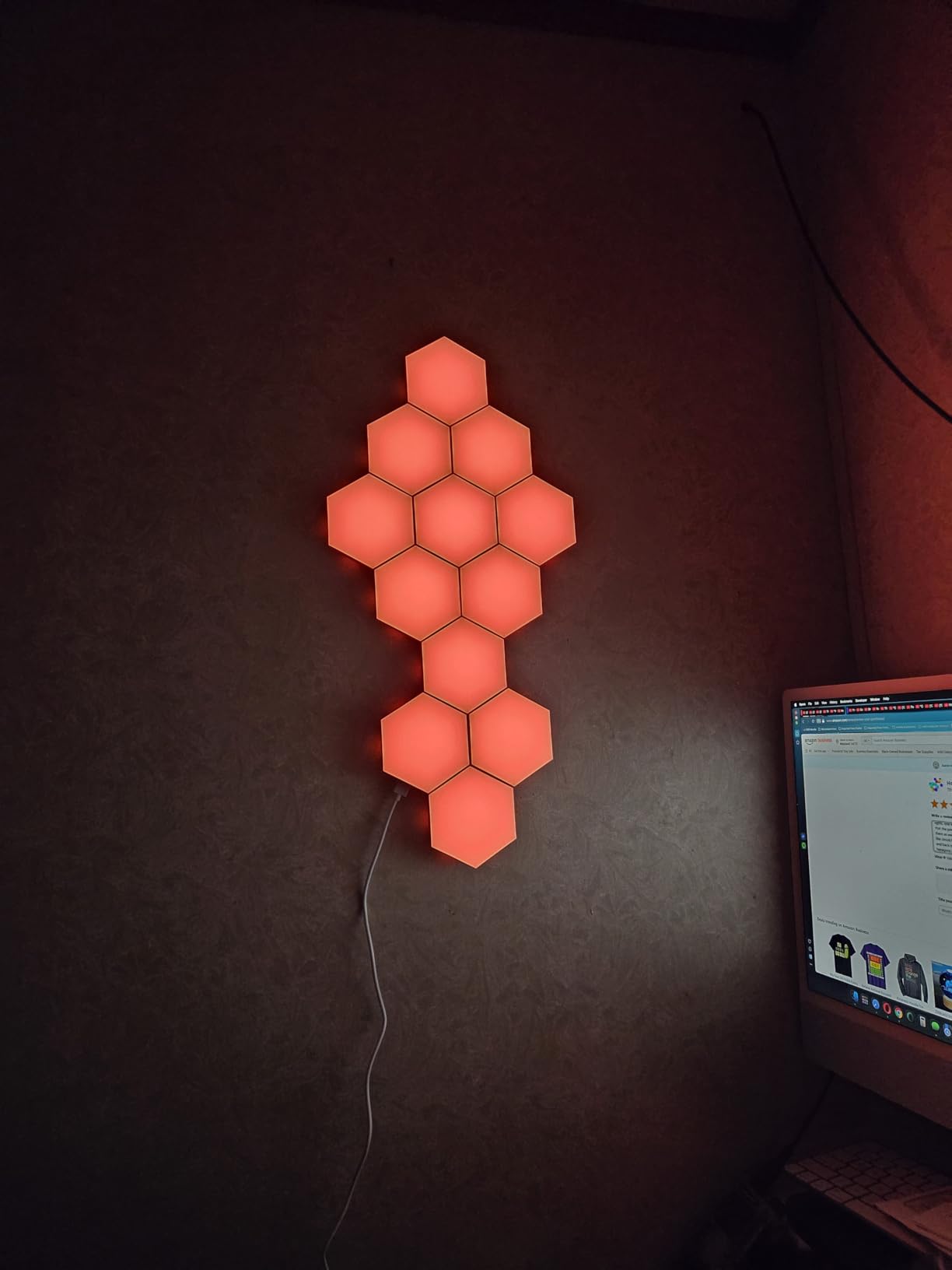 TECKNET Hexagon Light Panel - 12 Pack Smart APP RGB Hexagon LED Lights Wall Lights with Remote Control & Music Sync for Halloween Decor, Gaming Decor customer photo 2
