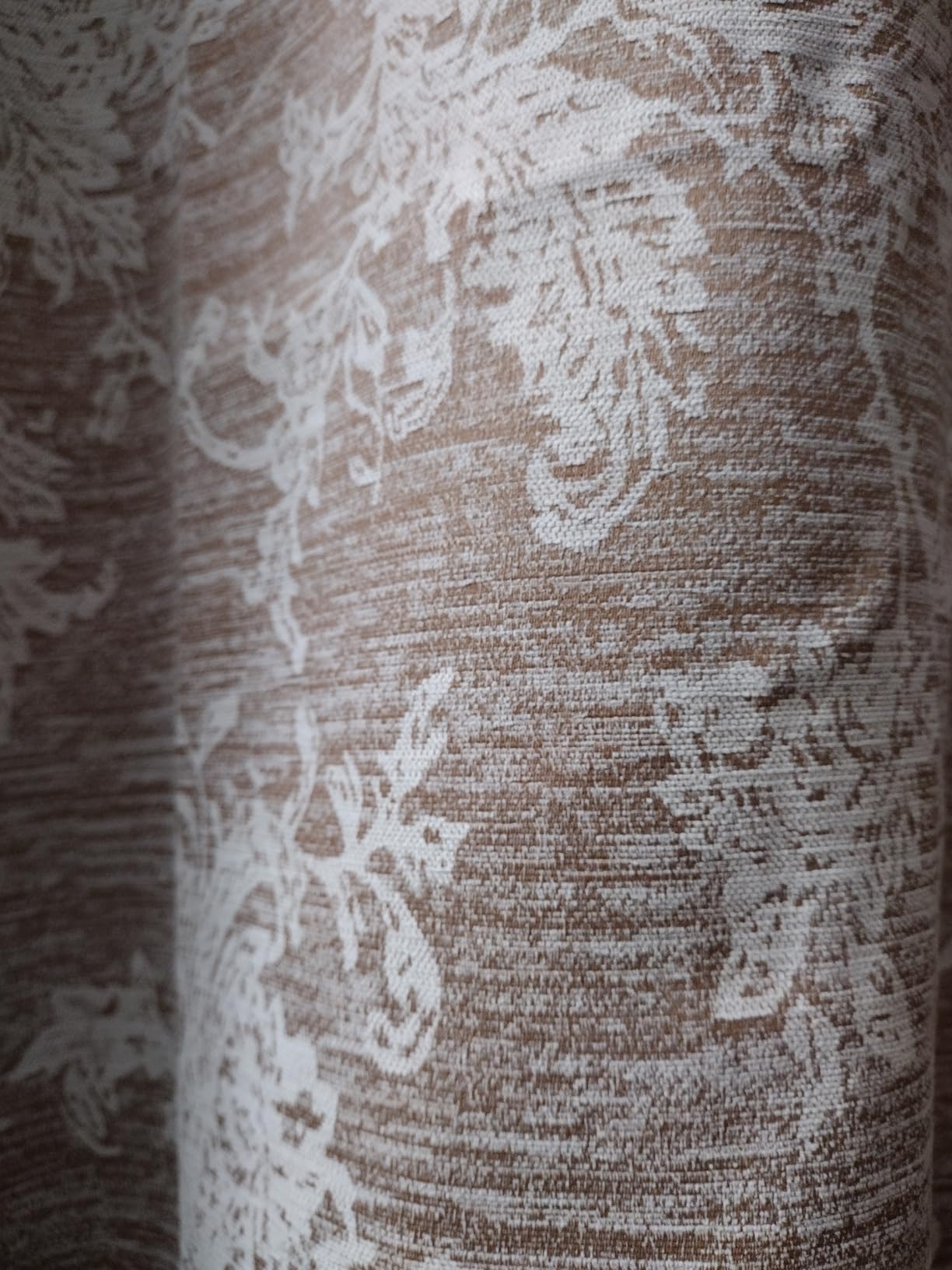 FMFUNCTEX Rust Brown Floral Jacquard Blackout Curtains 84 Inches Long, Scroll Flower Chenille Farmhouse Curtains Thermal Insulated customer photo 2