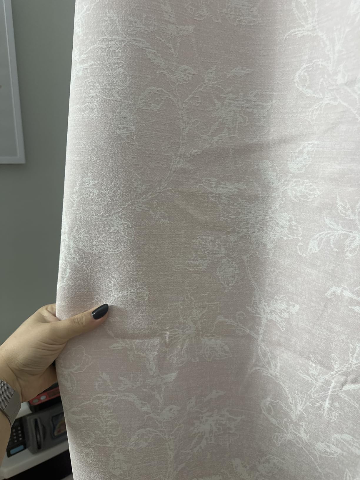 Beige Floral Jacquard Blackout Curtains 84 Inches Long for Bedroom, Flower Chenille Rustic Farmhouse Curtains Thermal Insulated customer photo 2