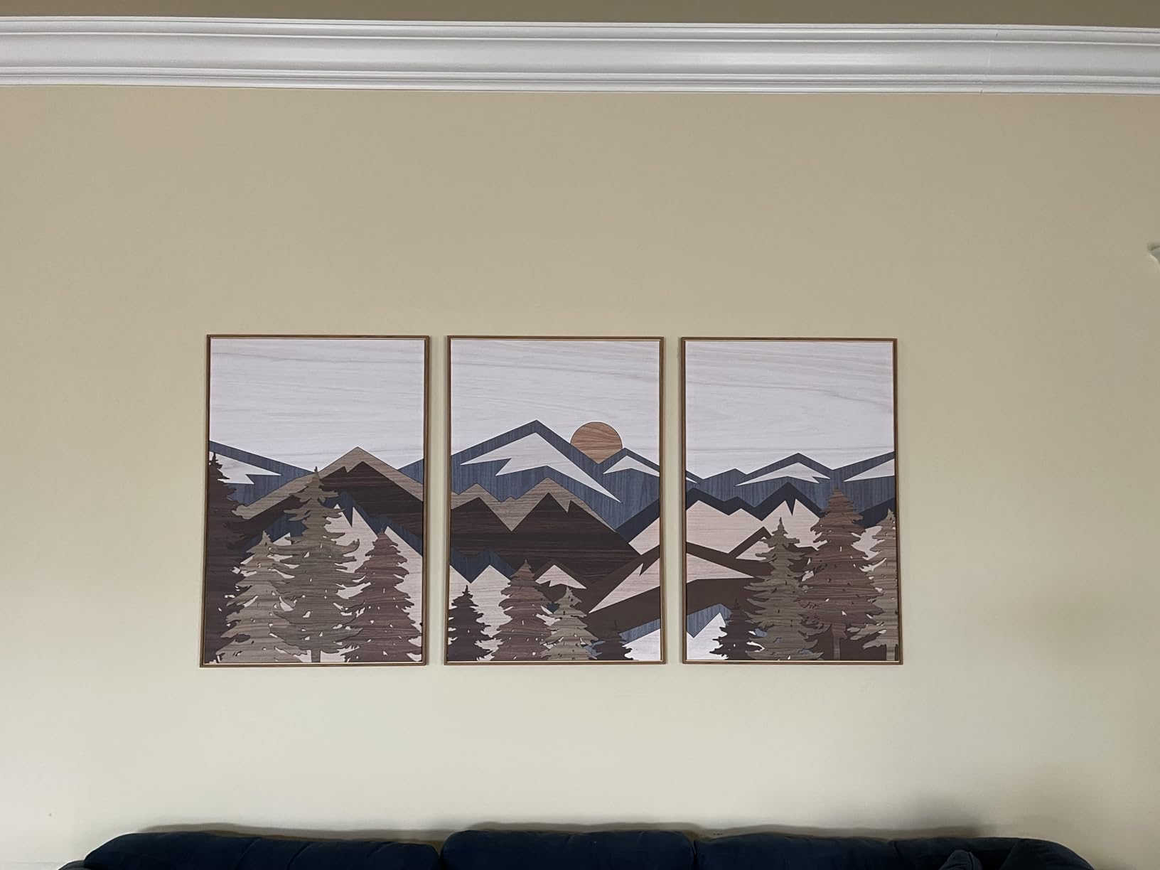 Large Abstract Paintings Framed Neutral Canvas Prints Mid Century Modern Wall Art for Living Room Bedroom Bathroom 36x24 Inch 3 Piece customer photo 2