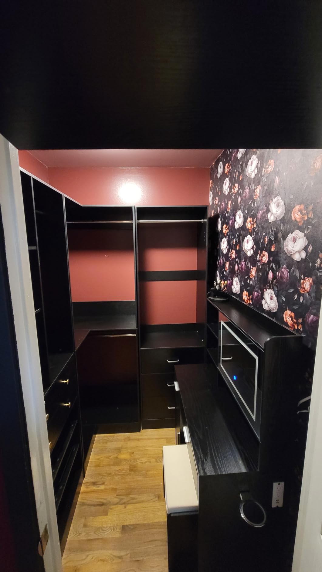 Besiost Corner Closet System with 2 Drawers, 3 Hanging Rods, 59.5