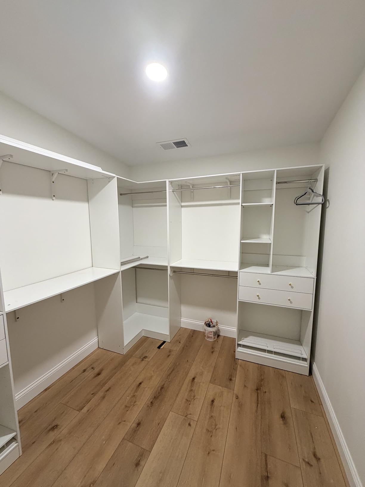 Besiost Corner Closet System with 2 Drawers, 3 Hanging Rods, 59.5
