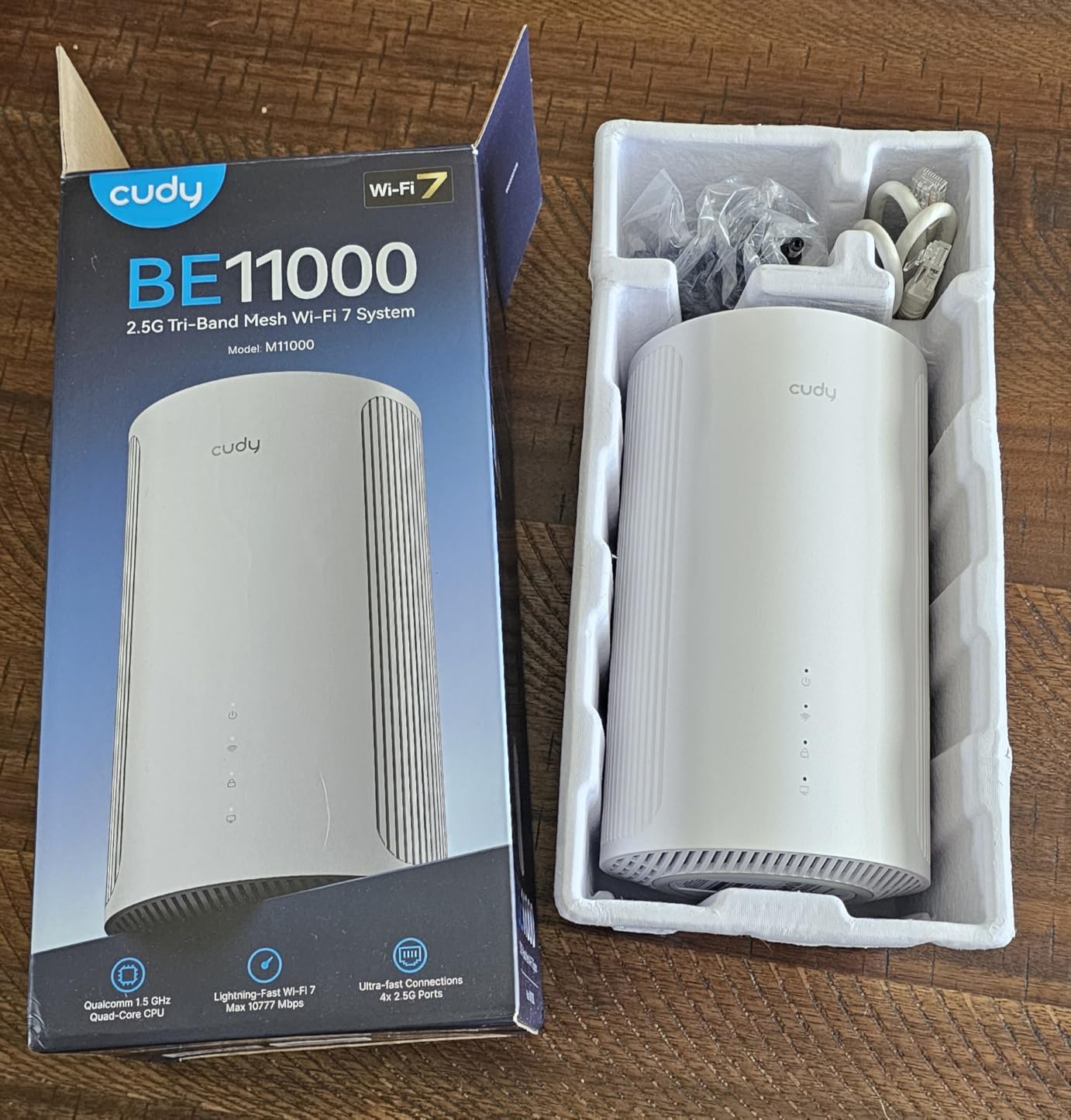 Cudy Tri-Band WiFi 7 BE11000 Whole Home Mesh System, 6-Stream 10 Gbps, 4 × 2.5G Ports, MU-MIMO, Multi-VPN, Cudy APP, Smart Internal Antennas, M11000 1-Pack customer photo 2