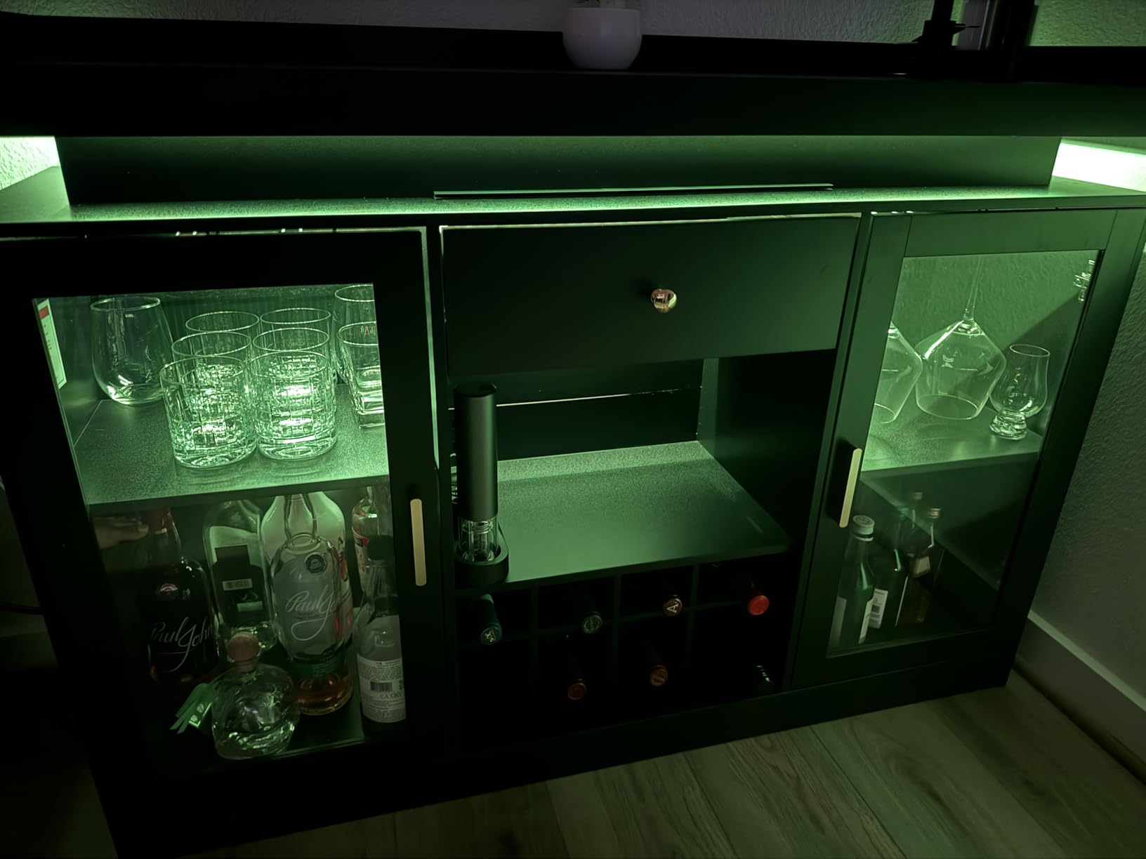 Auromie Wine Bar Cabinet with LED Light, Modern Sideboard customer photo 1