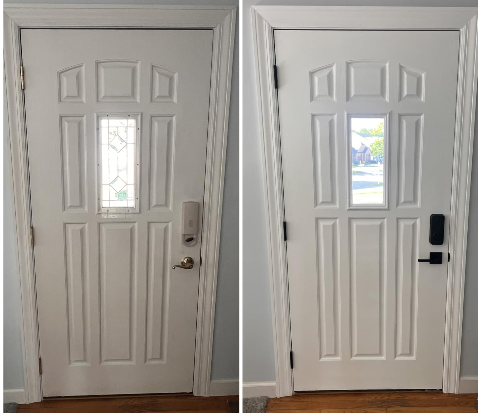 10 x 8 Entry Door Clear Glass Insert Low-e 1 Lite White Frame Easy to Install Window Grille Inserts for Garage Replacement Double Panels Glass Windows Exterior Door Frame Replacement Kit customer photo 1