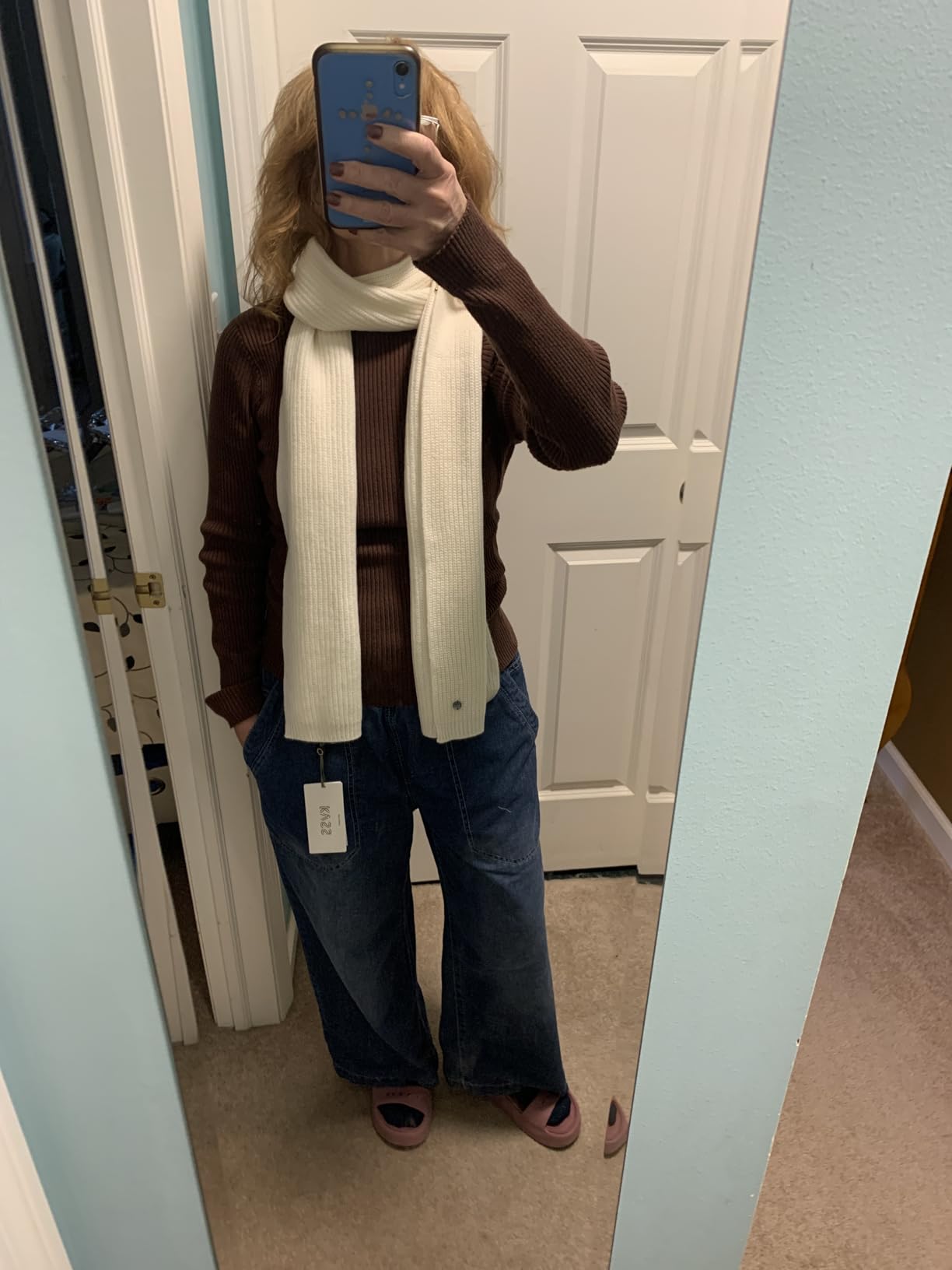 KVSS 100% Pure Cashmere Rib Scarf for Women Knit Scarves Ultra Soft | Luxury Cashmere from inner Mongolia customer photo 2