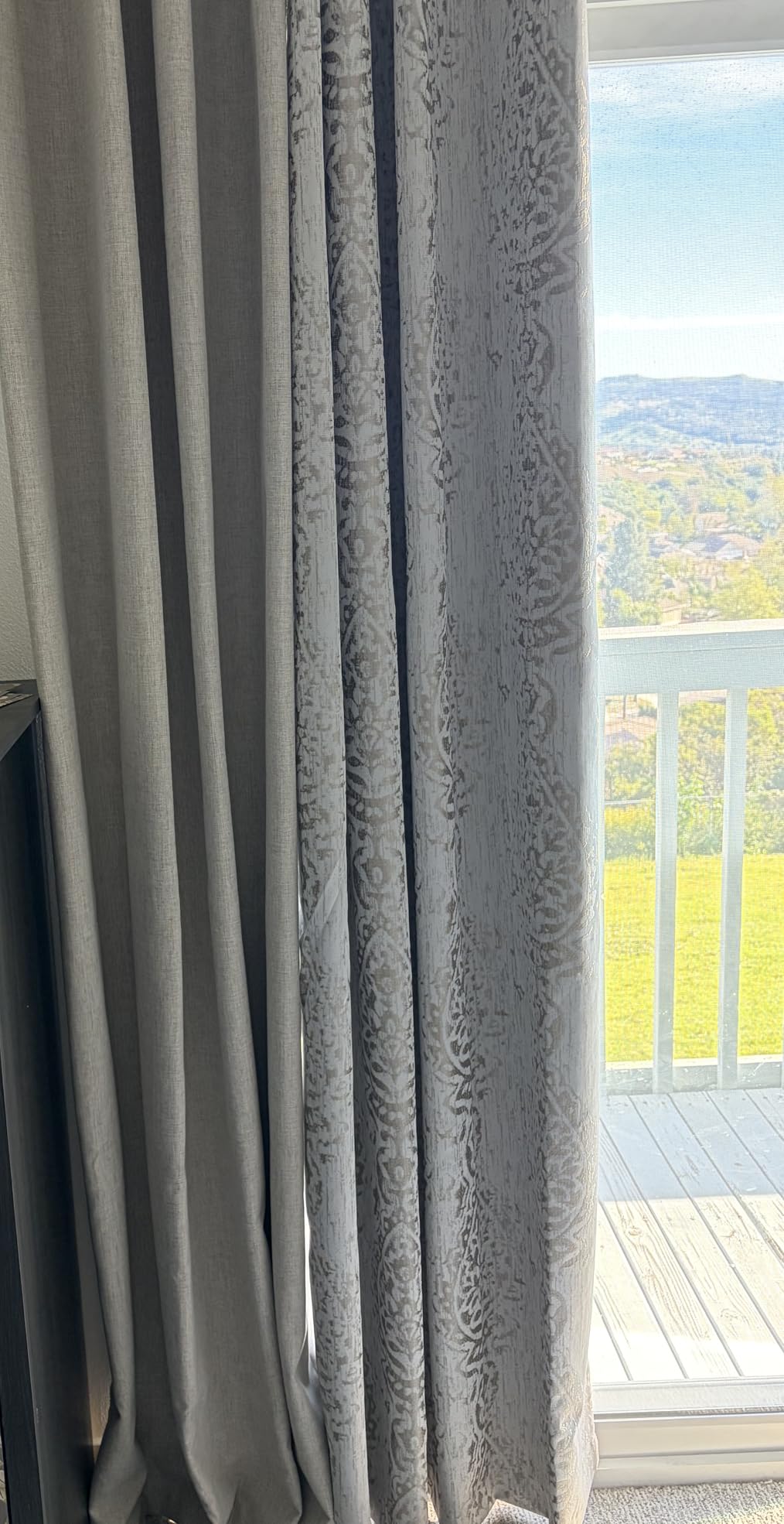 KOUFALL Gold Black Out Curtains 96 Inch Long 2 Panel Set, Boho Damask Pattern Blackout Heavy Thermal Insulated Curtains for Winter customer photo 1