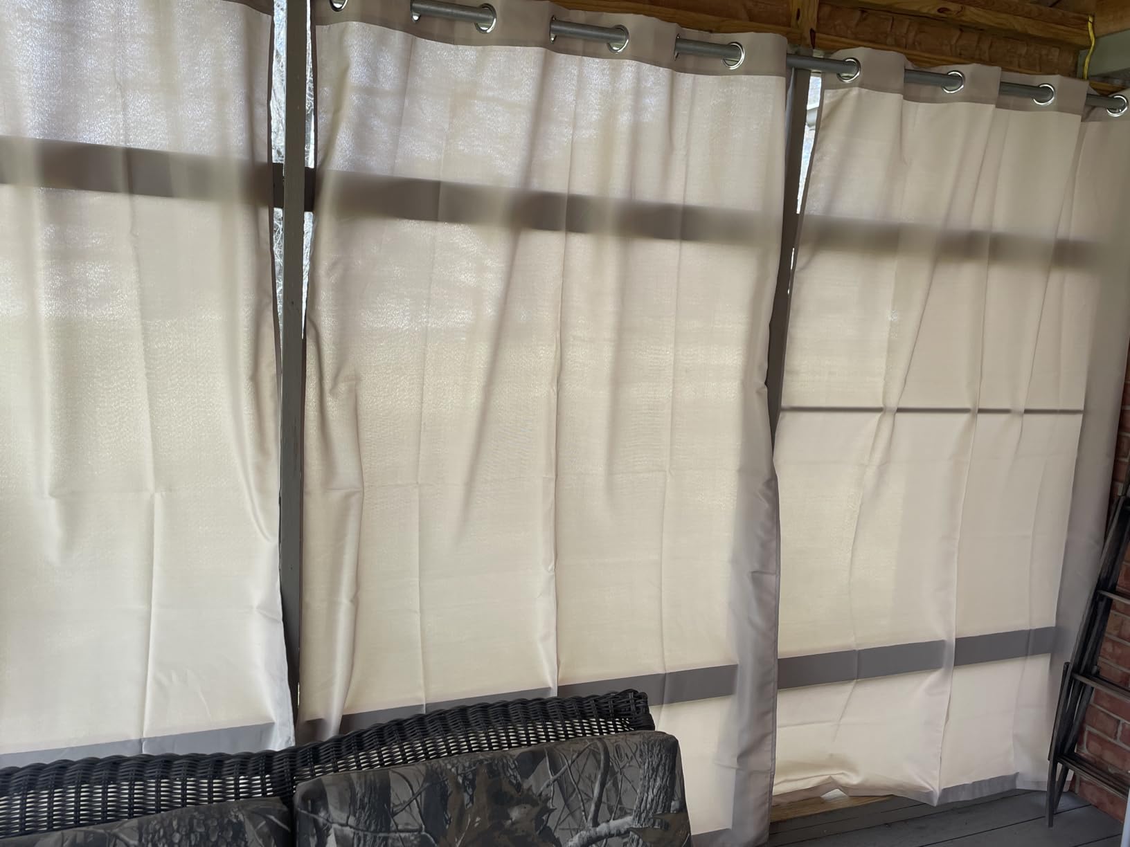 Outdoor Curtains for Patio Waterproof - 6 Panels Privacy Weatherproof Outside Curtains with Grommets for Pergola, Gazebo, Porch, Cabana, Balcony, 54 x 84 Inch, Cream customer photo 2