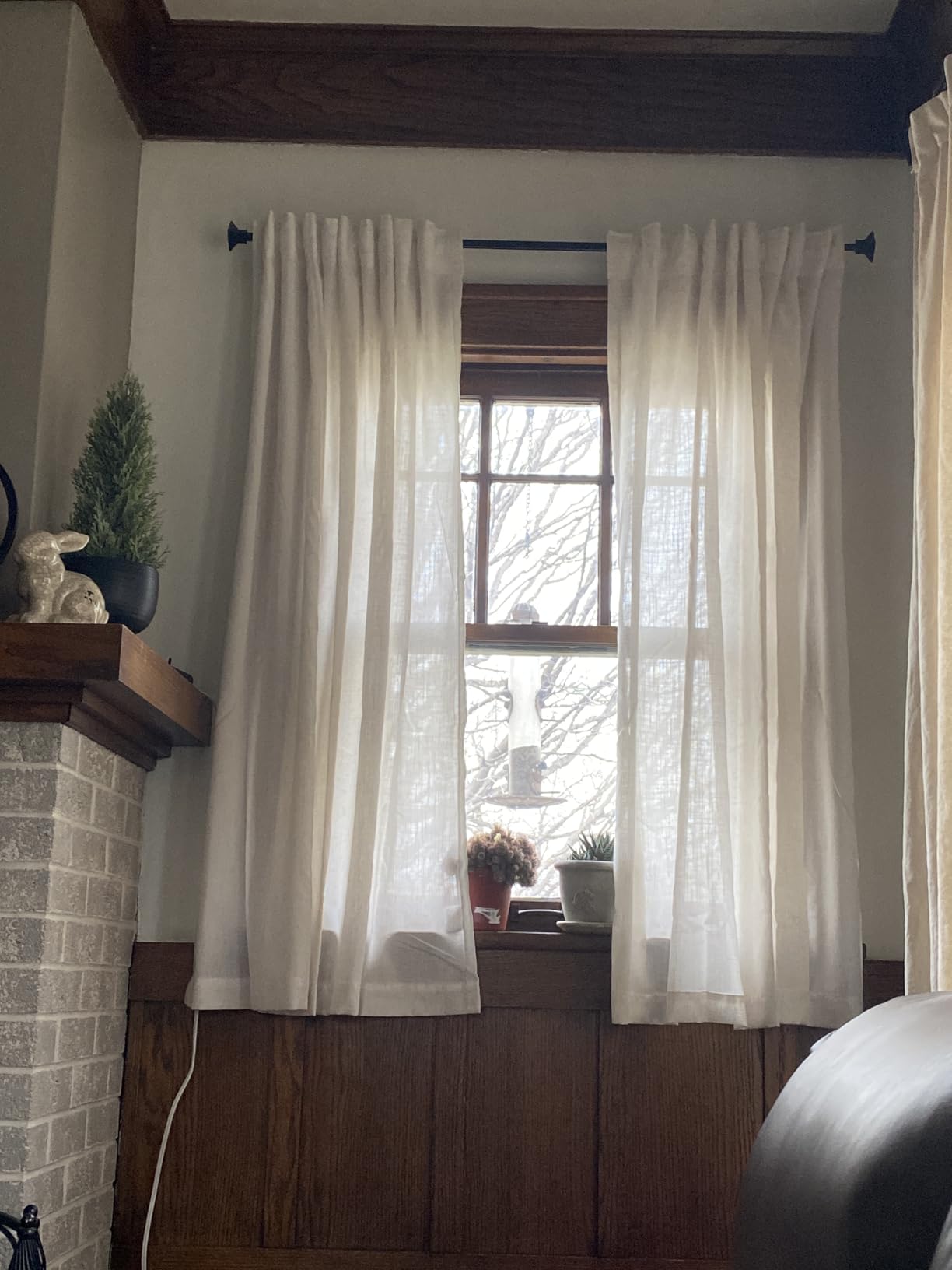 Nanspring Natural Extra Long Linen Curtains 132 Inch Length for Living Room 2 Panels Set Back Tab Natural Privacy Drapes Large Window Semi Sheer Floor to Ceiling for Bedroom Boho Cream W52 x L132 customer photo 1