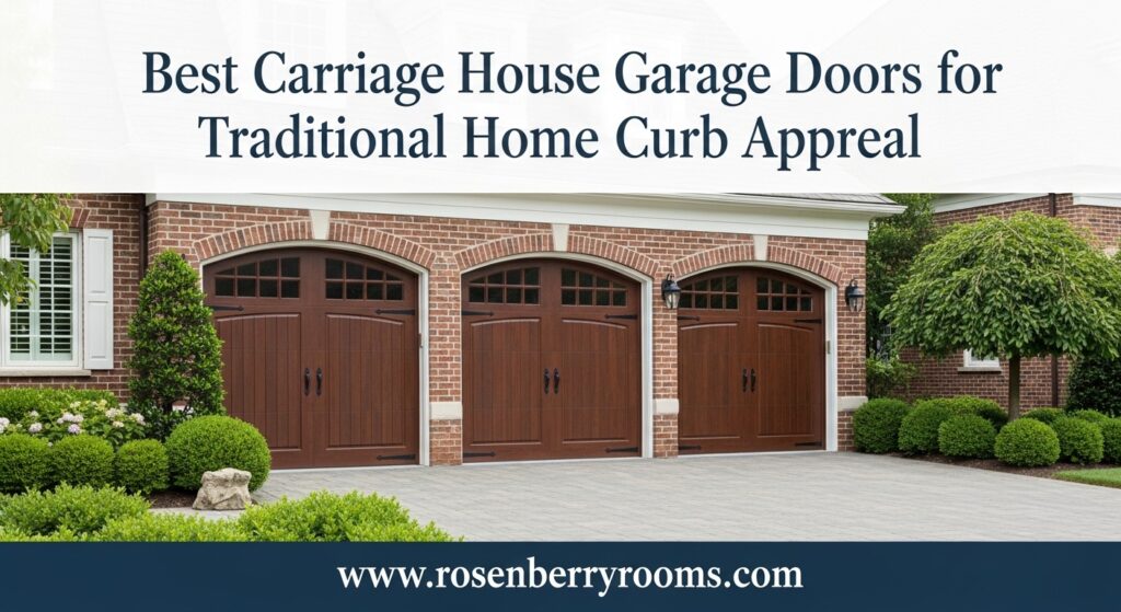 The current image has no alternative text. The file name is: Best-Carriage-House-Garage-Doors-for-Traditional-Home-Curb-Appeal.jpg