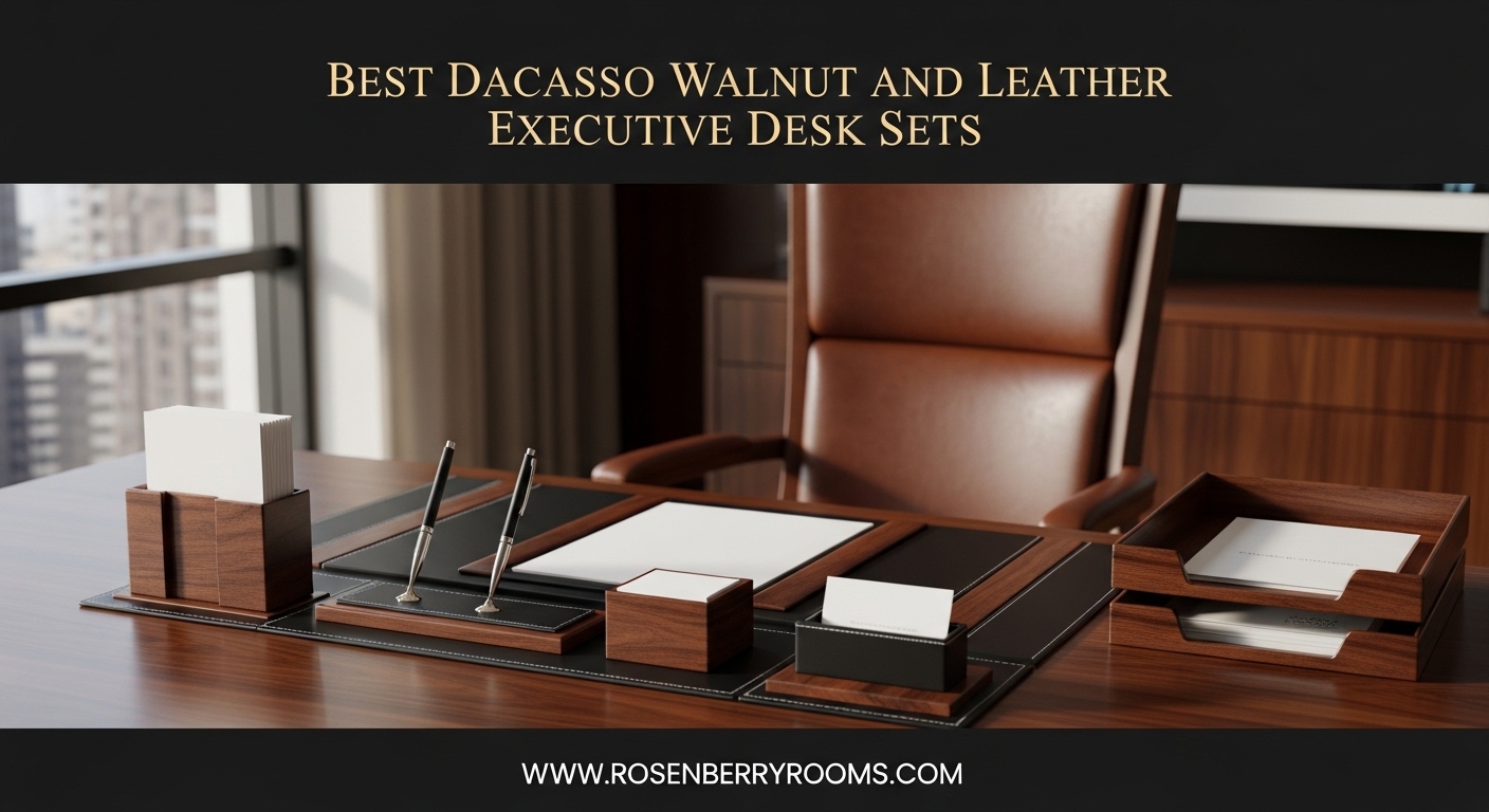 Best Dacasso Walnut and Leather Executive Desk Sets