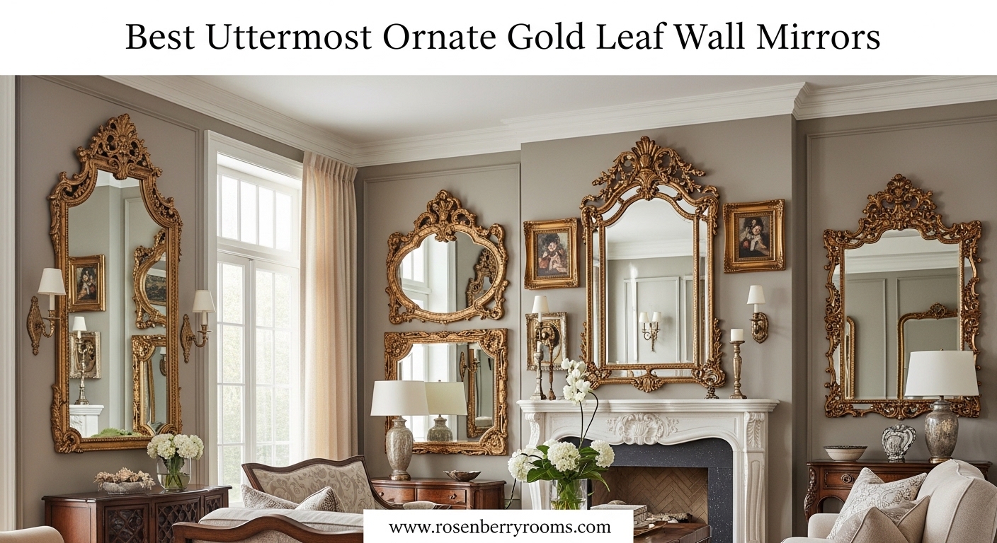 Best Uttermost Ornate Gold Leaf Wall Mirrors