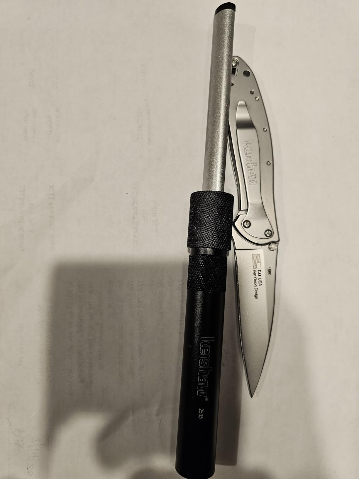 Kershaw Leek Pocket Knife (1660BLKW); Sandvik 14C28N Steel Blade, 410 Stainless Steel Handle, SpeedSafe Assisted Open, Frame and Tip Locks, Reversible Pocketclip; Made in USA customer photo 1