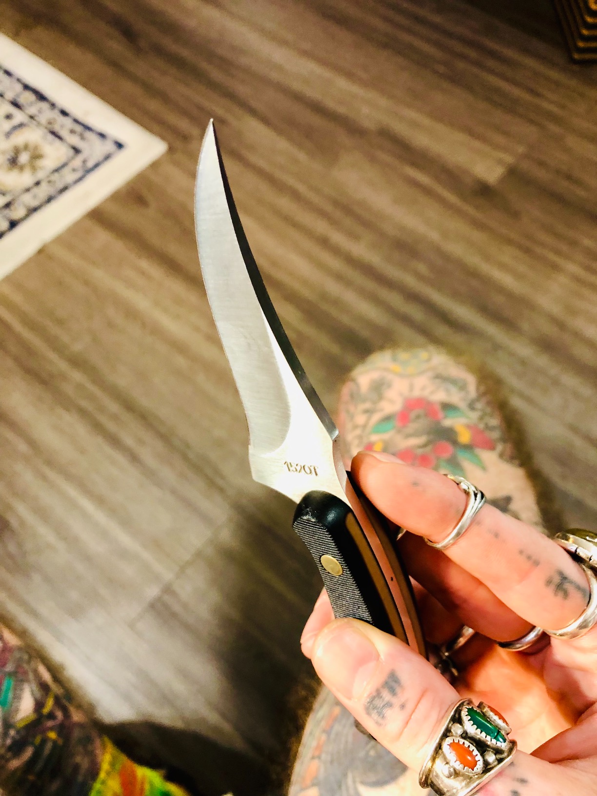 Old Timer 152OT Sharpfinger 7.1in S.S. Full Tang Fixed Blade Knife with 3.3in Clip Point Skinner Blade, Black Sawcut Handle, and Leather Belt Sheath for Hunting, Camping, Skinning, EDC, and Outdoors customer photo 1