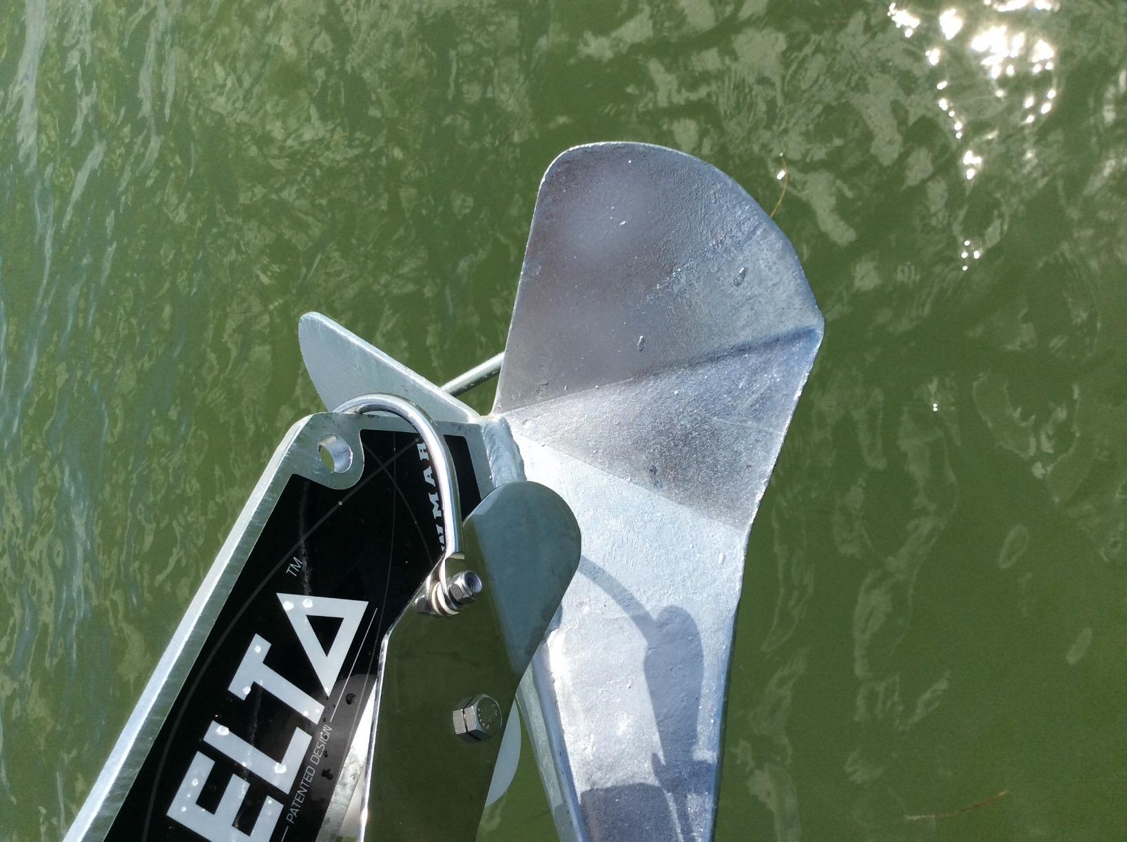 Lewmar Galvanized Steel Delta Anchor 22 lbs. for Boats 25'- 35', Lead ballasted tip for Quick Setting, Integrated Eye for Trip line, Measures 27-3/8
