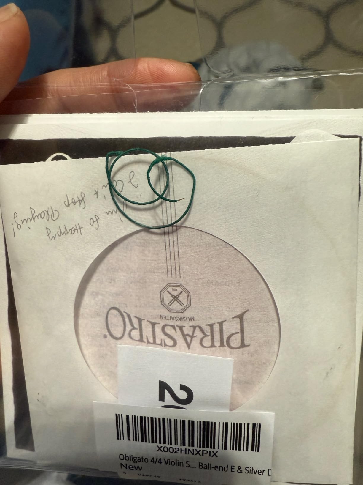 Pirastro Obligato 4/4 Violin String Set - Medium Gauge - with Gold Ball-end E & Silver D customer photo 1