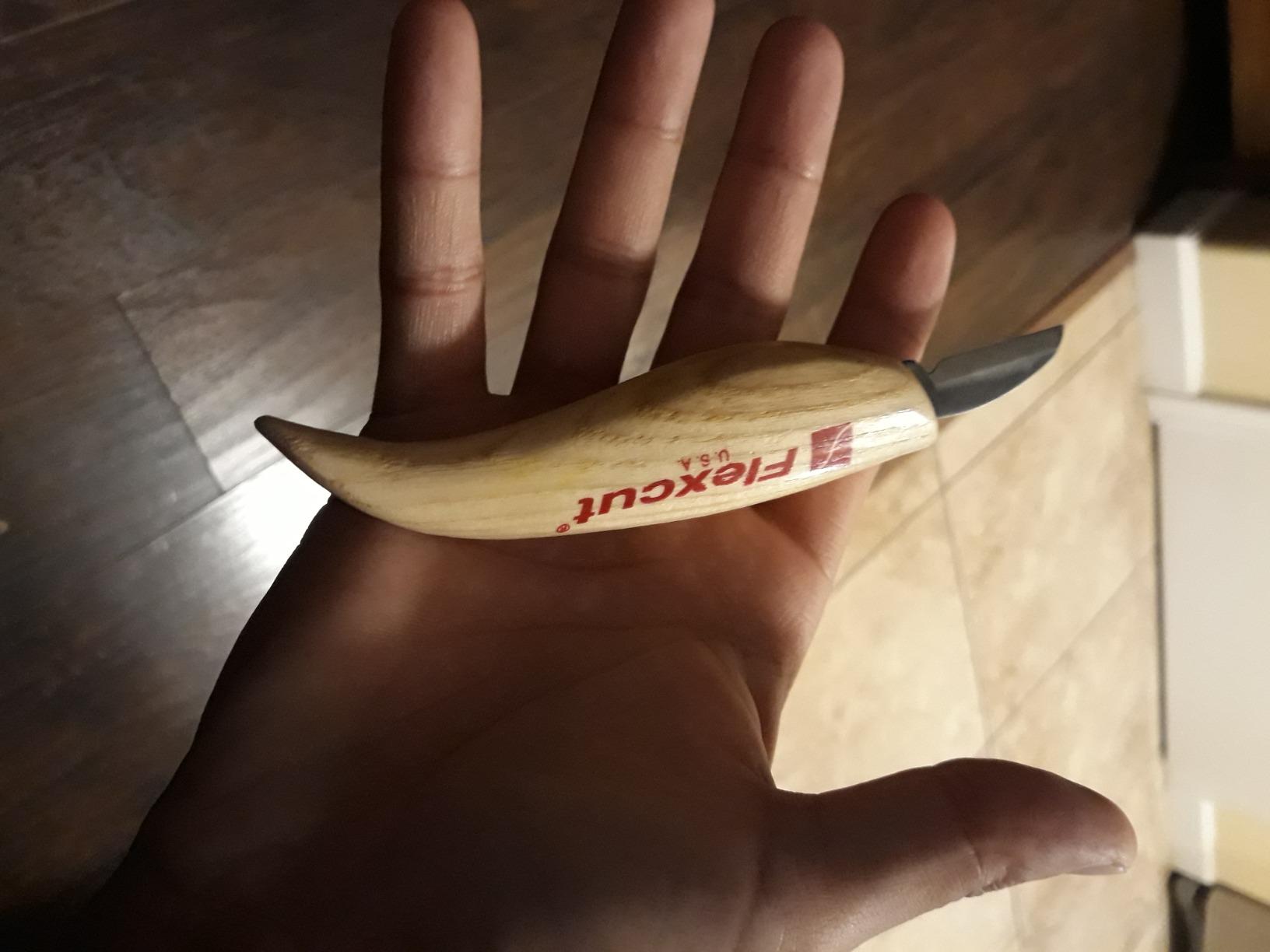 FLEXCUT Wood Carving Tools | Cutting Knife | 1095 High Carbon Steel Blade| Ergonomic Ash Wood Handle| 1-1/4 inch Blade Bevel Length | KN12 | Made in the U.S.A customer photo 1