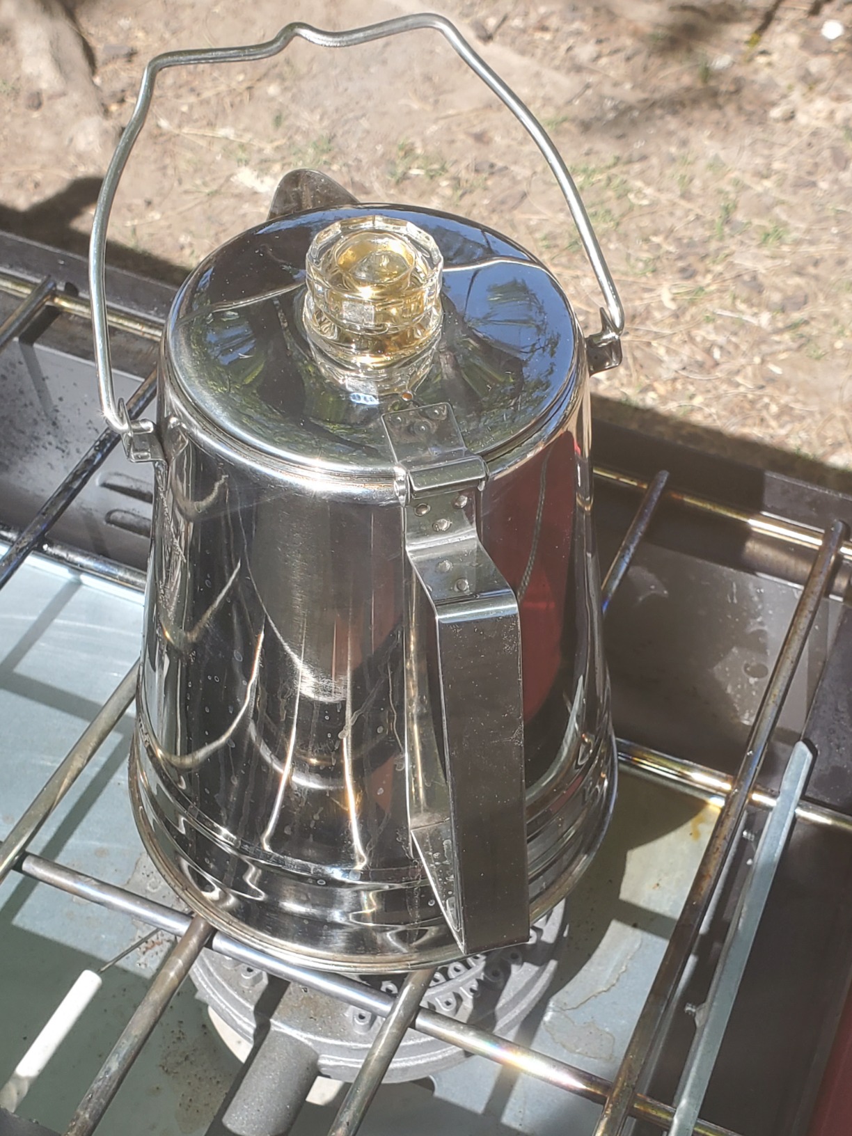 GSI Outdoors Percolator Coffee Pot | Glacier Stainless Steel Ultra-Rugged for Brewing Coffee Over Stove and Fire | 8 Cup customer photo 1