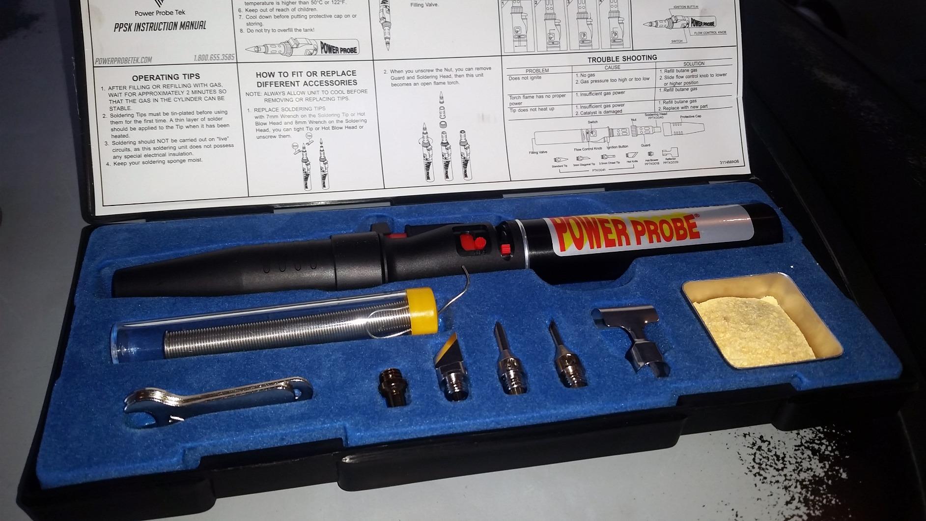 POWER PROBE Butane Soldering Kit (PPSK) [Automotive Diagnostic Car Test Tool, Easy Start Electronic Ignition, Adjustable Flame, with Multiple Tips, Black] customer photo 1