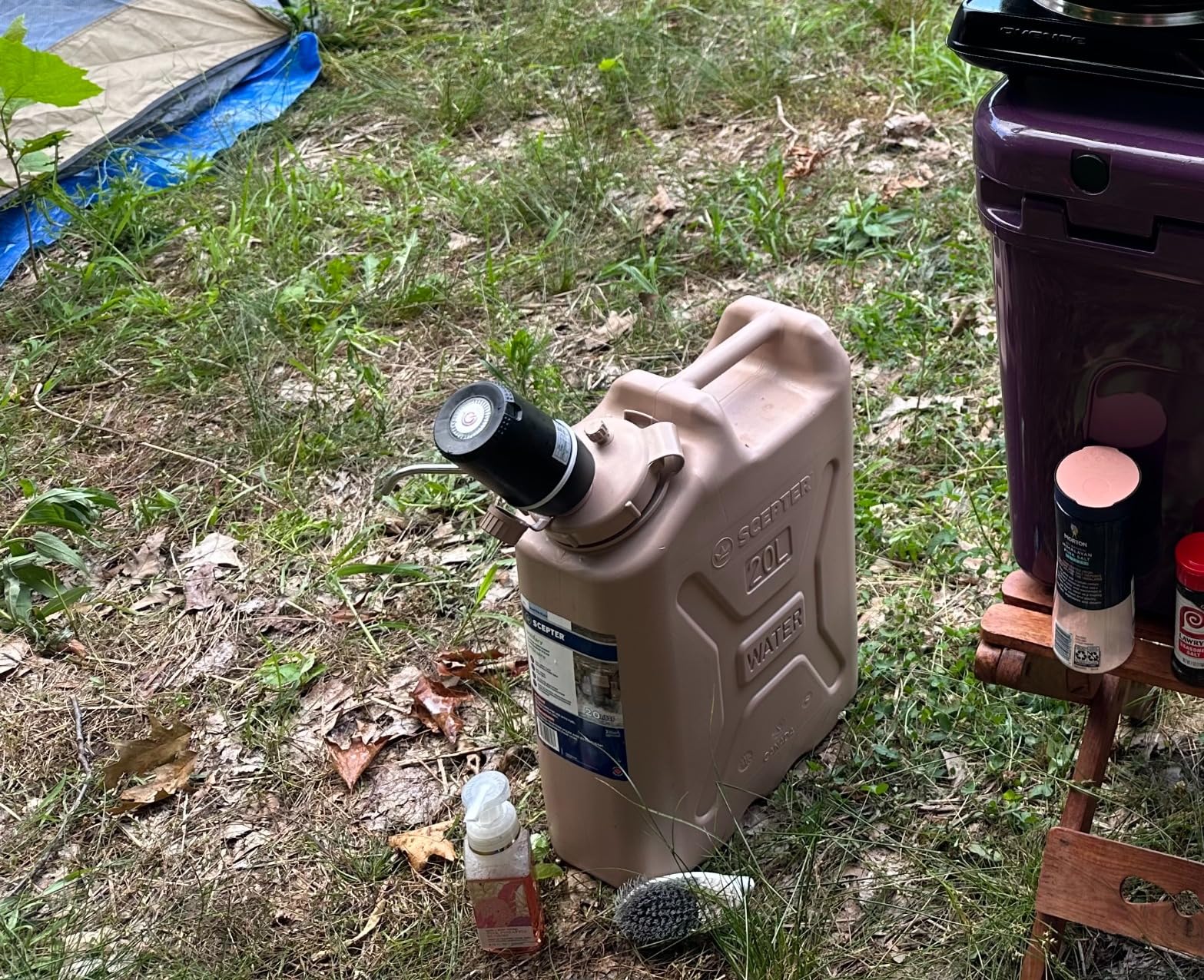 Portable Military Style Water Storage Jug & Container for Camping, 5 Gallon, Sand - Plastic Beverage and Hydration Dispenser for Outdoor Drinking, RV and Emergency Survival customer photo 2