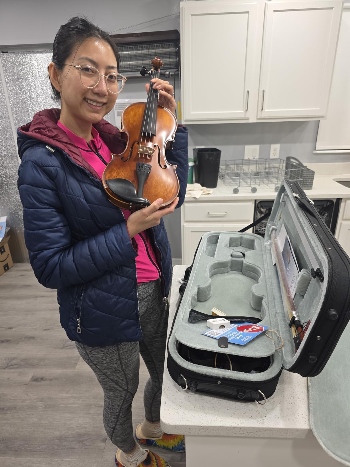 Bunnel Pupil Violin Outfit 1/2 Size Clearance By Kennedy Violins - Carrying Case and Accessories Included - Solid Maple Wood and Ebony Fittings RB300 customer photo 2