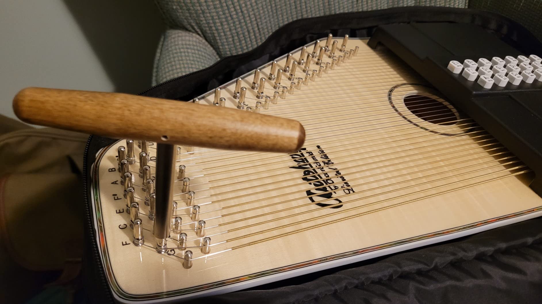 OS11021FNE 21 Chord Acoustic Electric Auto Harp. Flame Maple customer photo 1