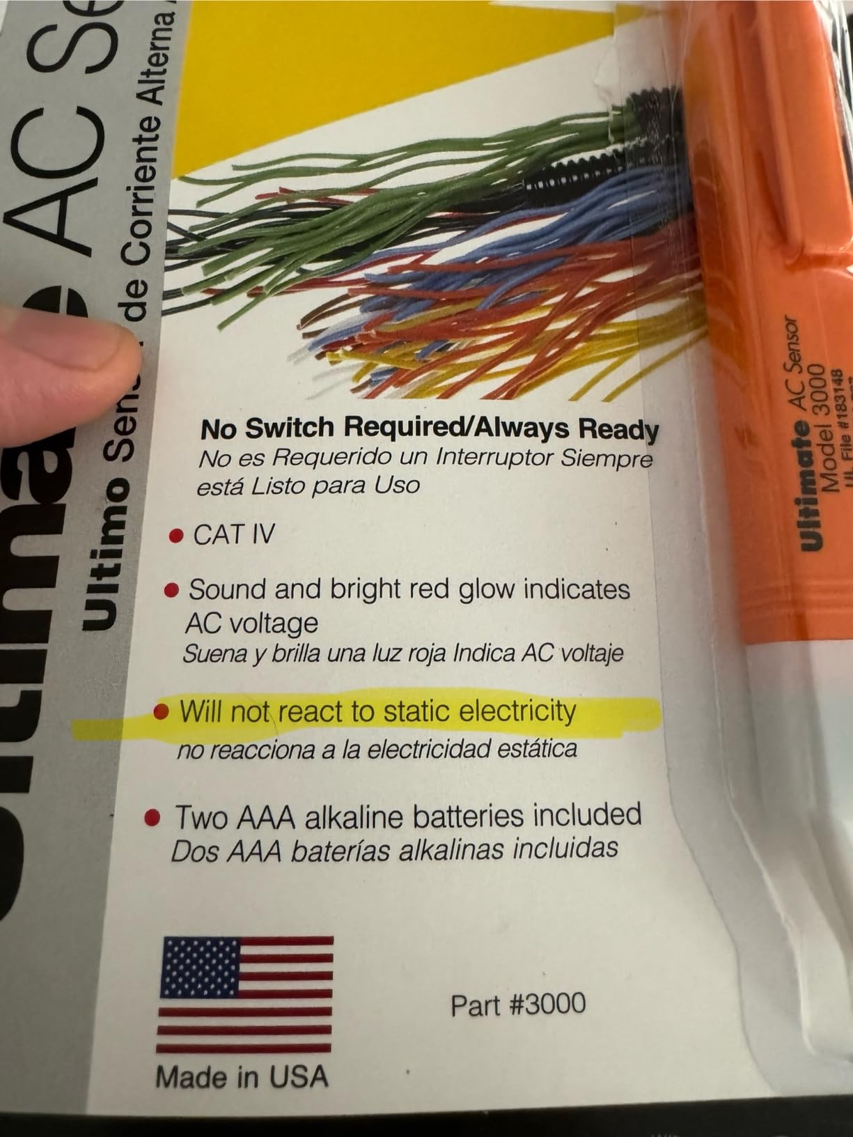 Ames Instruments 3000 Non-Contact Voltage Tester, Always-On AC Voltage Detector 50-1000VAC, CAT IV Certified Electric Tester, Made in USA, No On Off Switch, Audible Visual Alert, Pen Size Electrician Tool customer photo 2