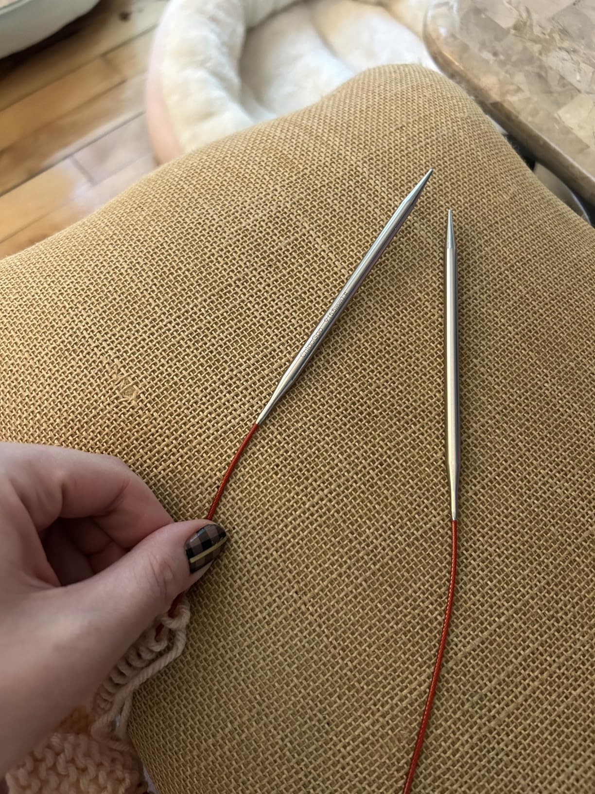 ChiaoGoo Red Lace Circular 60-inch (150cm) Stainless Steel Knitting Needle; Size US 8 (5mm) 7060-8 customer photo 2