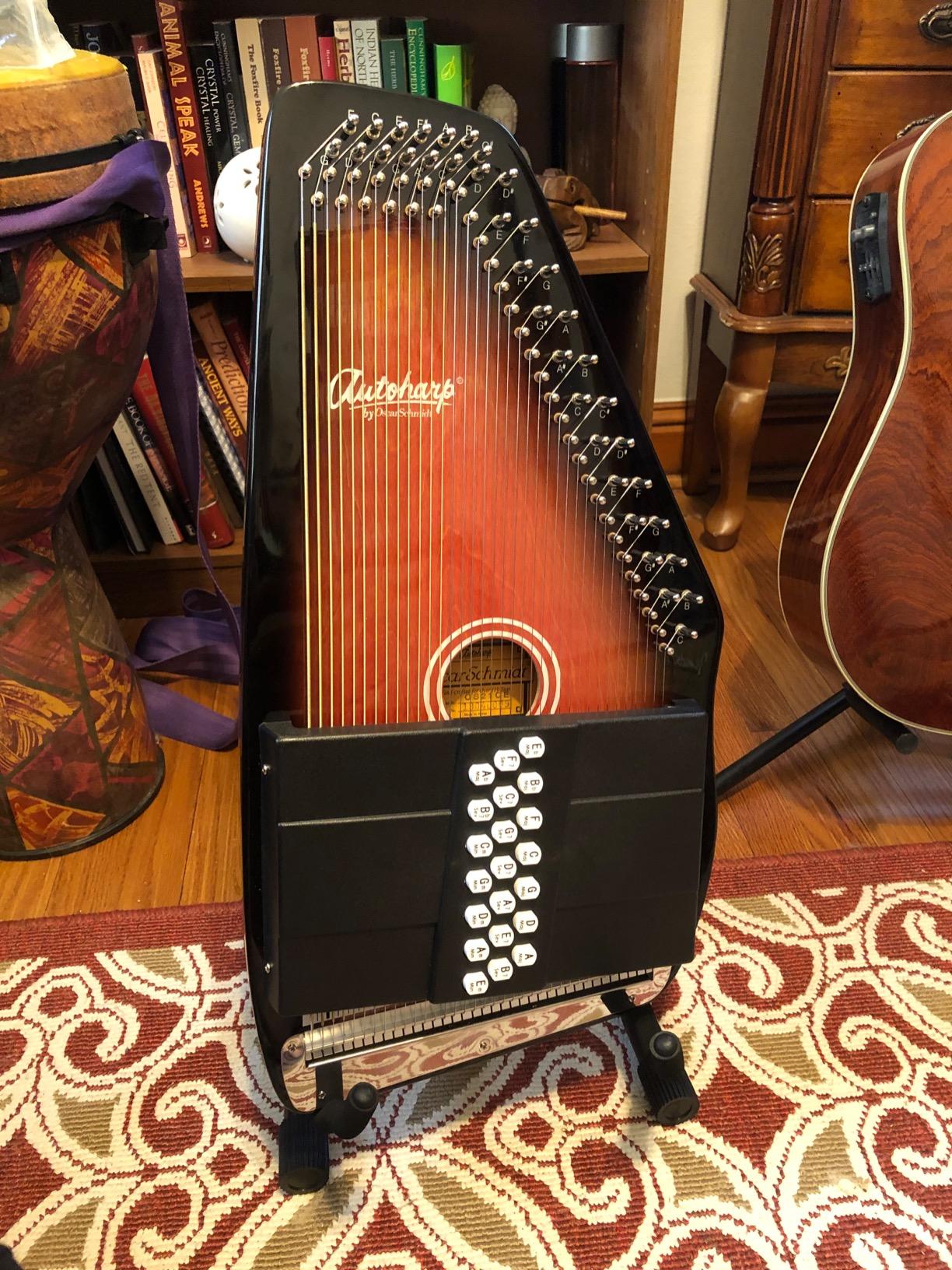 OS21CE 21 Chord Acoustic Electric Auto Harp. Tobacco Sunburst customer photo 1