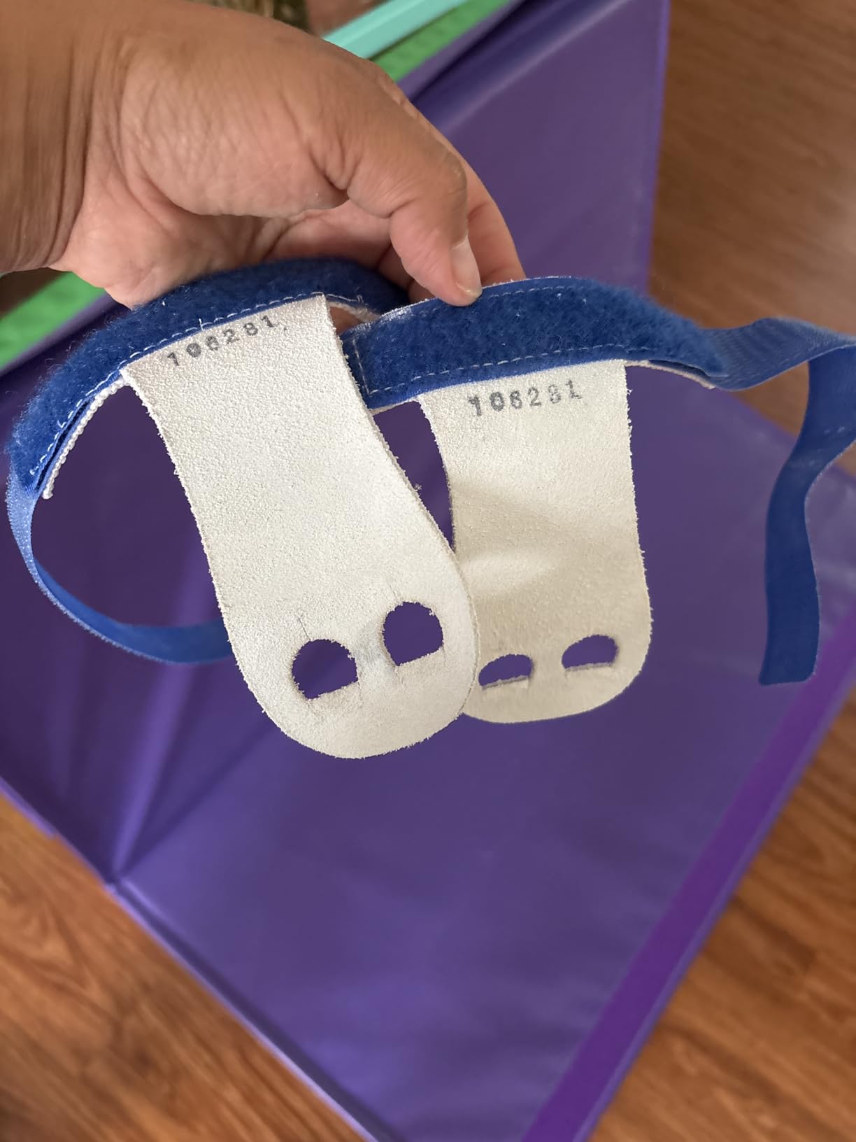 Gibson Athletic Rainbow Gymnastics Grips for Beginners, Unisex Durable Leather Grip, Hook & Loop Closure for Secure Grip & Wrist Support, Athletic Grip & Hand Protection for Young Gymnasts Made in USA customer photo 1