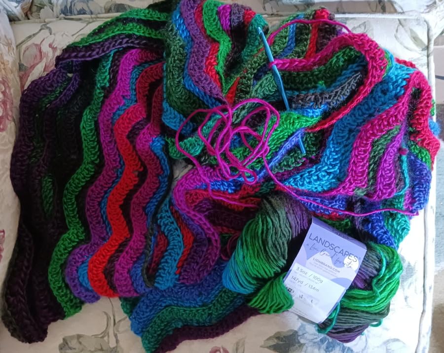 Lion Brand Yarn, Landscapes Multicolor Yarn for Knitting, Crochet, and Crafts, Boardwalk, 1 Pack, Acrylic Fiber for Variegated Blankets, Self-Striping Shawls, and Gradient Sweaters customer photo 2