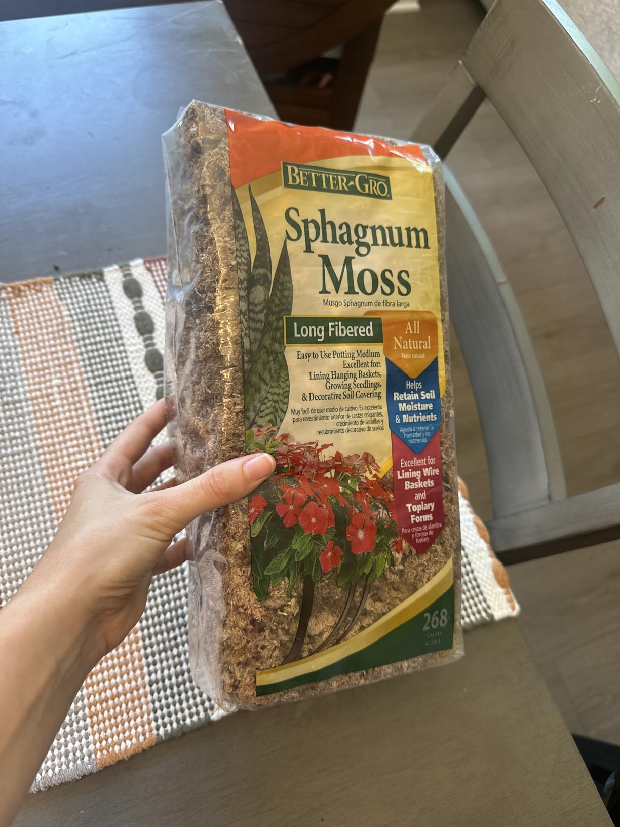Better-Gro Sphagnum Moss - 100% Natural, Long-Fiber Moss for Orchids, Ferns, and Hostas, Excellent for Hanging Baskets and Propagating Plants - 240 Cubic Inches customer photo 2