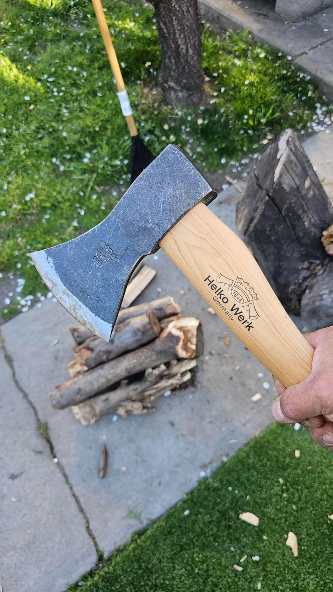 1844 Helko Werk Germany Traditional Black Forest Woodworker Axe - Made in Germany Hand Forged Bushcraft Axe and Forest Axe for Cutting Head 2.25 lbs, Handle 24 in. customer photo 2