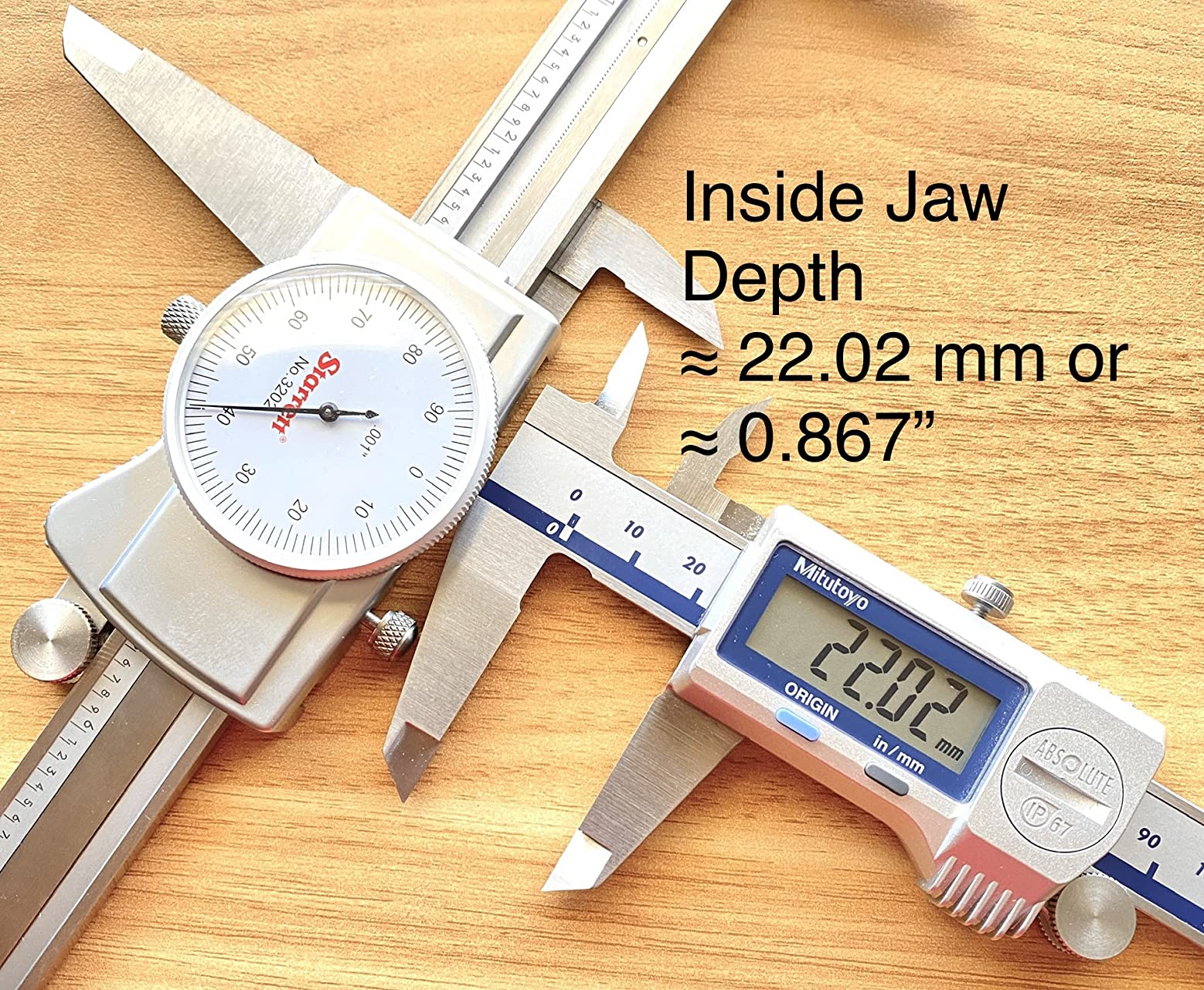 Starrett Dial Caliper 3202-6 with Adjustable Bezel and Fitted Case, White Face, 0-6
