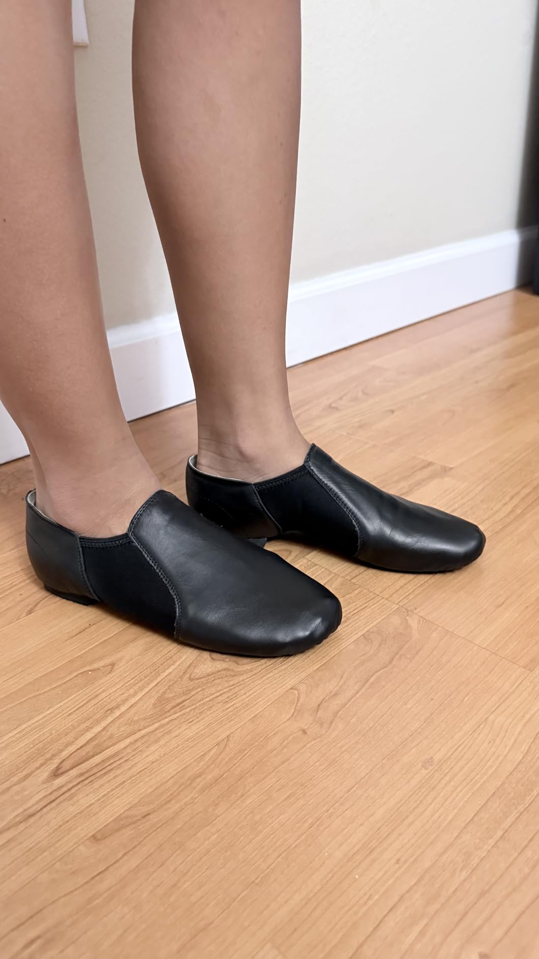Linodes Unisex Leather Upper Jazz Shoe Slip-on for Women and Men's Dance Shoes customer photo 2