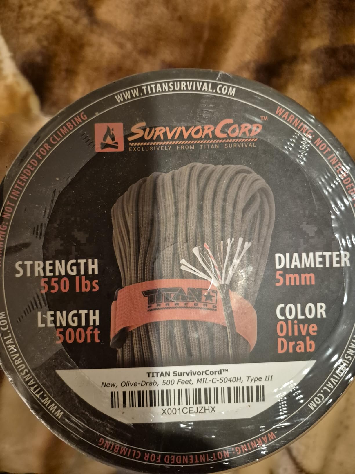 TITAN Survival Patented Paracord 550 - 25ft, 100ft, 500ft & Color Options - 620LB Strength Survival Paracord Military Spec with 3 Strands - Heavy Duty Hank Cord for Camping & Outdoors with Firestarter customer photo 2