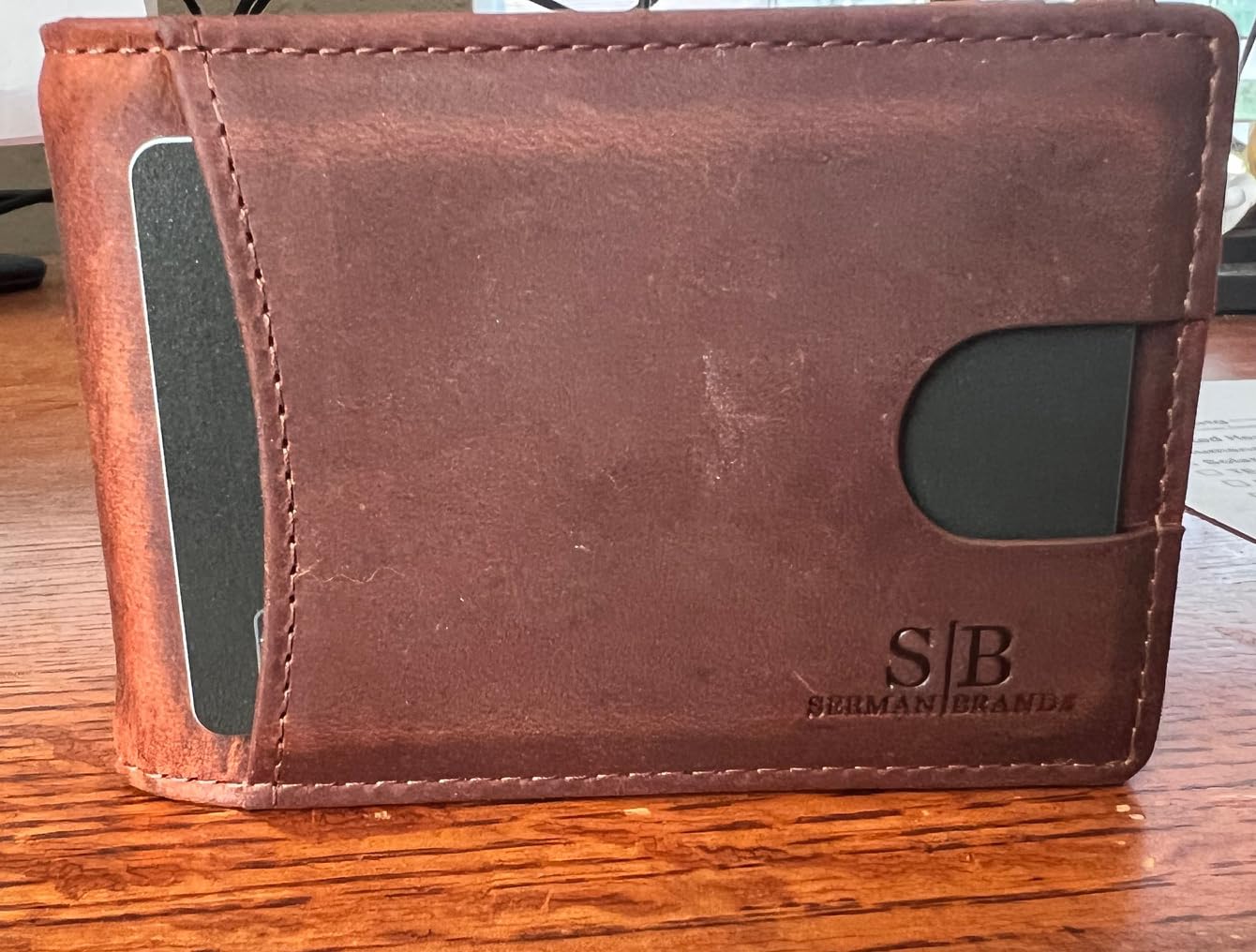 RFID Blocking Slim Bifold Genuine Leather Minimalist Front Pocket Wallets for Men with Money Clip Thin Mens customer photo 2