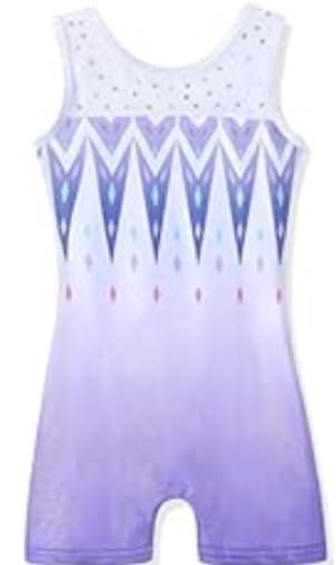 HOZIY Leotards for Girls Gymnastics Kids Children Biketard Snowflake Ribbon Blue Purple Hot Pink Sparkle customer photo 1