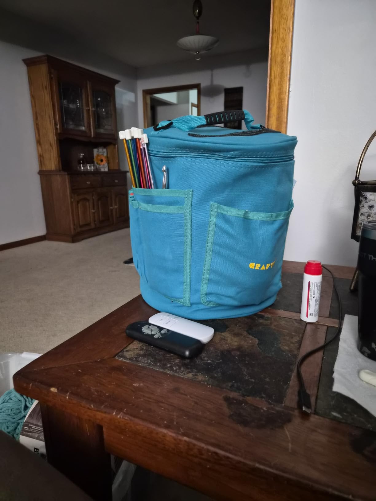 CRAFTISS Crochet Bag Organizer & Yarn Storage Bag, Knitting Bag and Yarn Holder with Removable Divider, Holds Skeins, Hooks, Needles & Accessories (Turquoise) customer photo 2