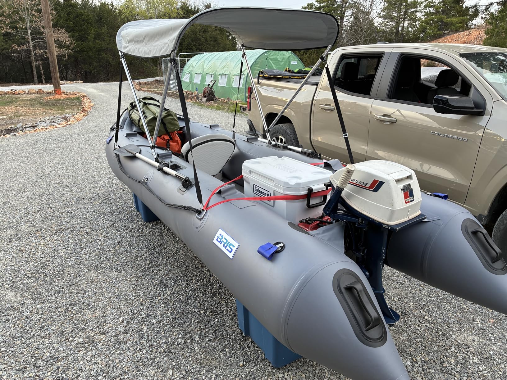 BRIS 14.1ft Inflatable Boat Inflatable Kayak 3 Person Kayak Canoe Fishing Pontoon Boat customer photo 1