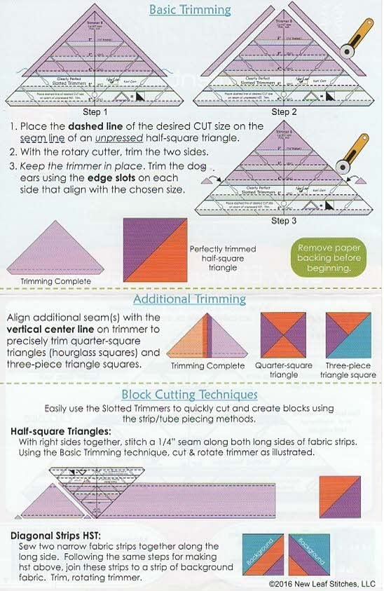 New Leaf Stitches Slotted Trimmer - Acrylic Template Ruler for Accurate Cutting and Trimming - Designed for Half-Square Triangles, Strip Piecing, Block Construction customer photo 1