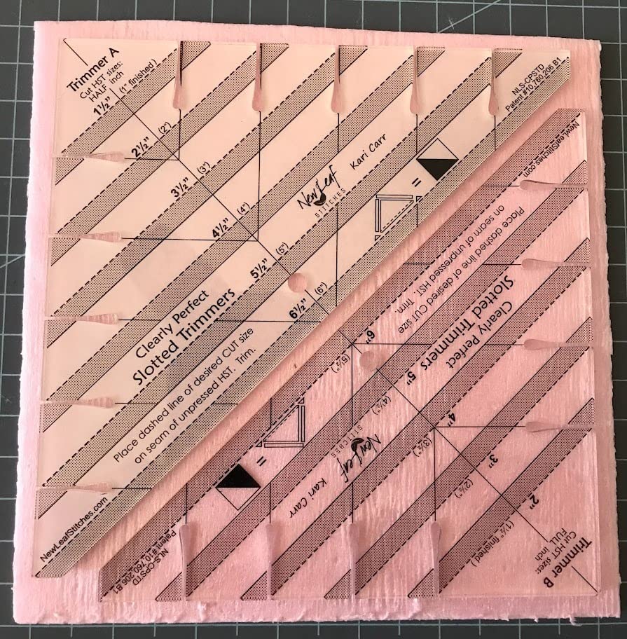 New Leaf Stitches Slotted Trimmer - Acrylic Template Ruler for Accurate Cutting and Trimming - Designed for Half-Square Triangles, Strip Piecing, Block Construction customer photo 2