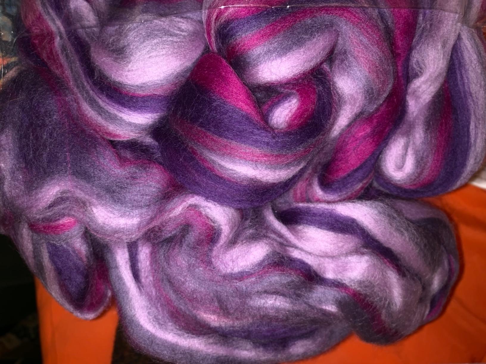 Festival Merino Wool Fiber. Colorful Combed top roving for Hand Spinning, Needle Felting, Wet Felting, Soap Making and Dryer Balls. Bahama Mama customer photo 2