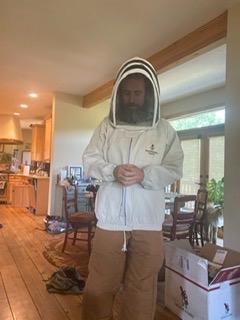 Bee Jacket with Veil - Natural Canvas Bee Suit Jacket with Elastic Waist & Cuffs, YKK Brass Zippers, 3 Utility Pockets. Removable Hood Interchangeable with Forest Beekeeping Suit. XL customer photo 2