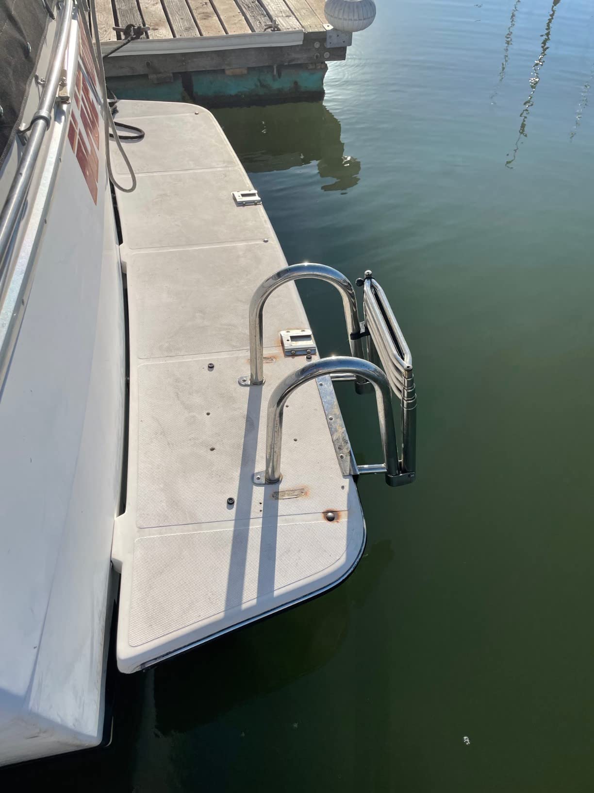 4-Step Pontoon Boat Ladder, 316 Stainless Steel Folding Telescoping Inboard Ladder with Hand Railing and Extra Wide Steps customer photo 1