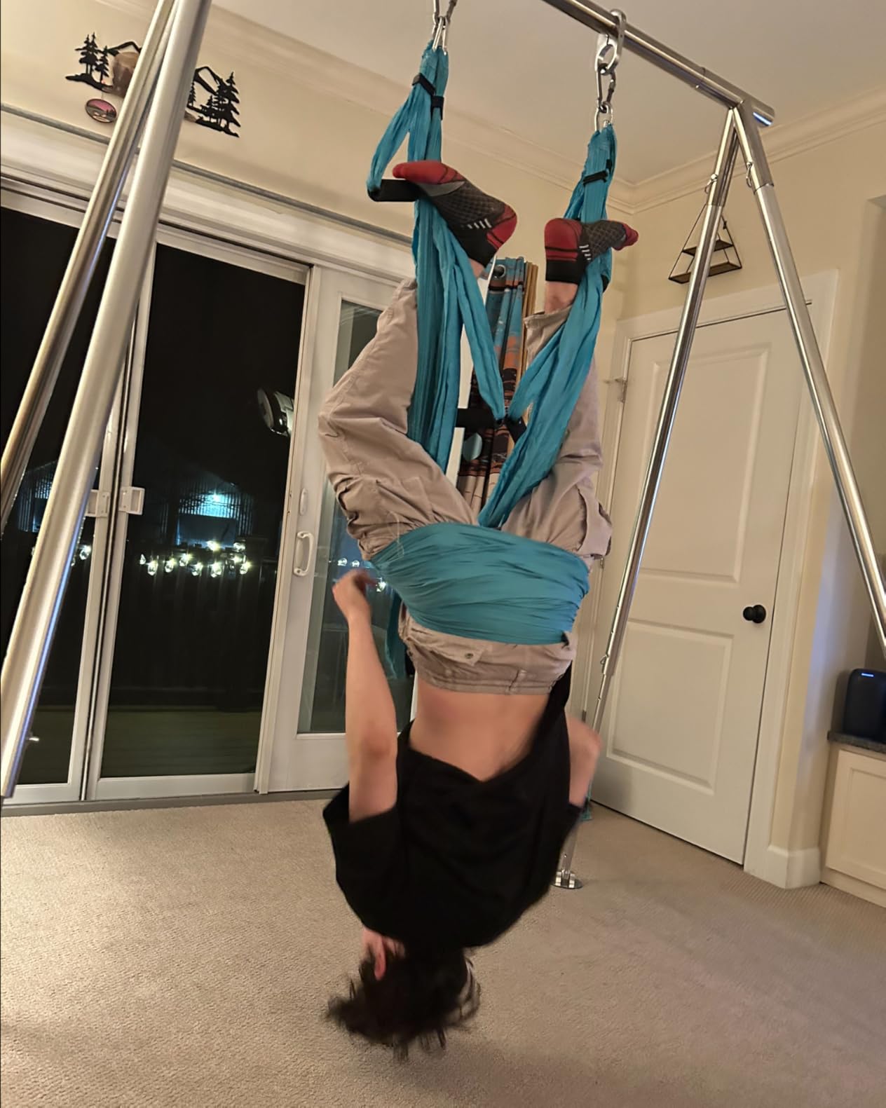 Uplift Active Adjustable Yoga Aerial Rig - Only Premium Home Yoga Stand with Adjustable Height | Portable Stainless Steel Rig | Aerial Fitness, Use with Hoops/Lyra, Silks & Hammock customer photo 2