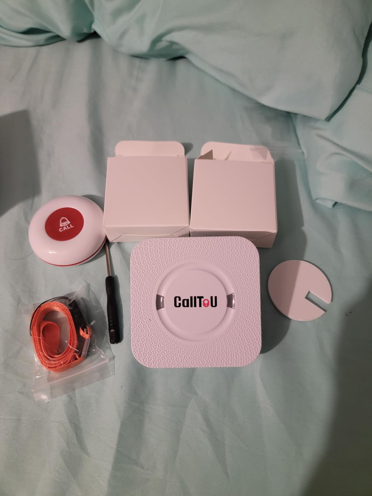 CallToU Wireless Caregiver Pager Smart Call System 2 SOS Call Buttons/Transmitters 2 Receivers Nurse Calling Alert Patient Help System for Home/Personal Attention Pager 500+Feet Plugin Receiver customer photo 2