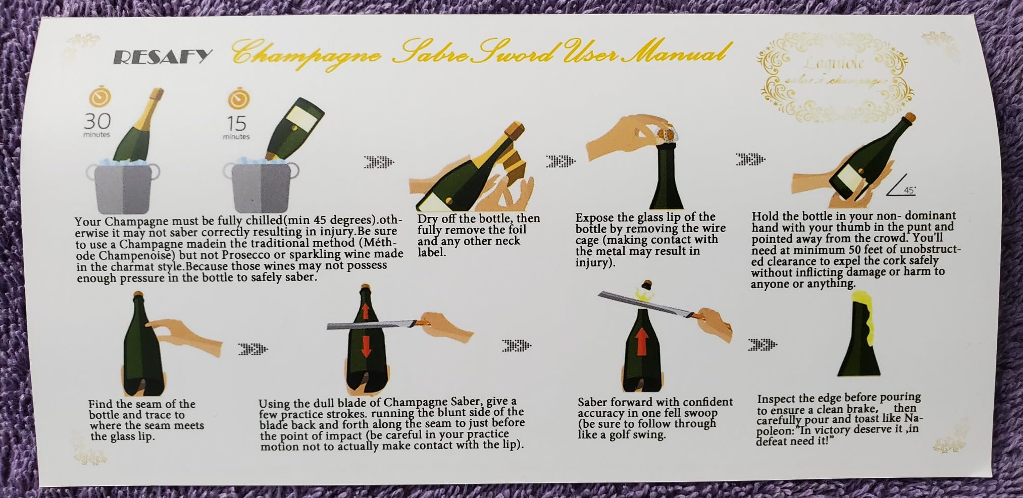 Uniharpa Champagne Saber Sword with Wooden Gift Case, Stainless Steel Blade - Premium Saber for Champagne Bottle Opening customer photo 2