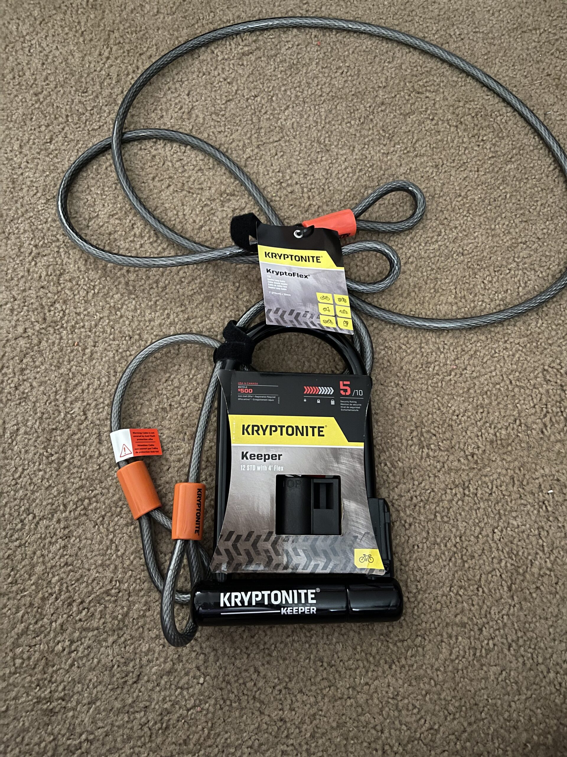 Kryptonite Keeper Bike U-Lock Standard with Braided Steel Cable, Heavy Duty Anti-Theft Bicycle U Lock, 12mm Shackle and 10mm x4ft Length Security Cable with Mounting Bracket and Keys customer photo 2